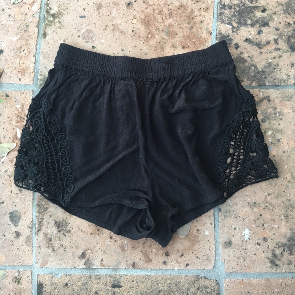 Black Shorts with Lace Detail Size Small